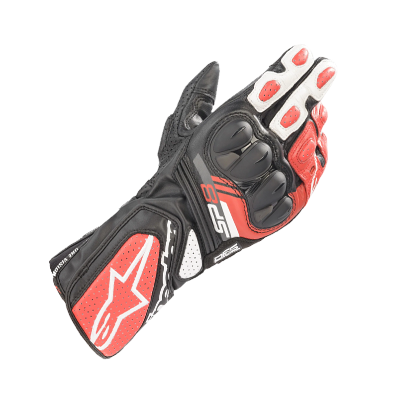 Alpinestars SP-8 V3 Air Motorcycle Gloves – Men's Street Riding Gloves, Black/White/Red, 2XL
